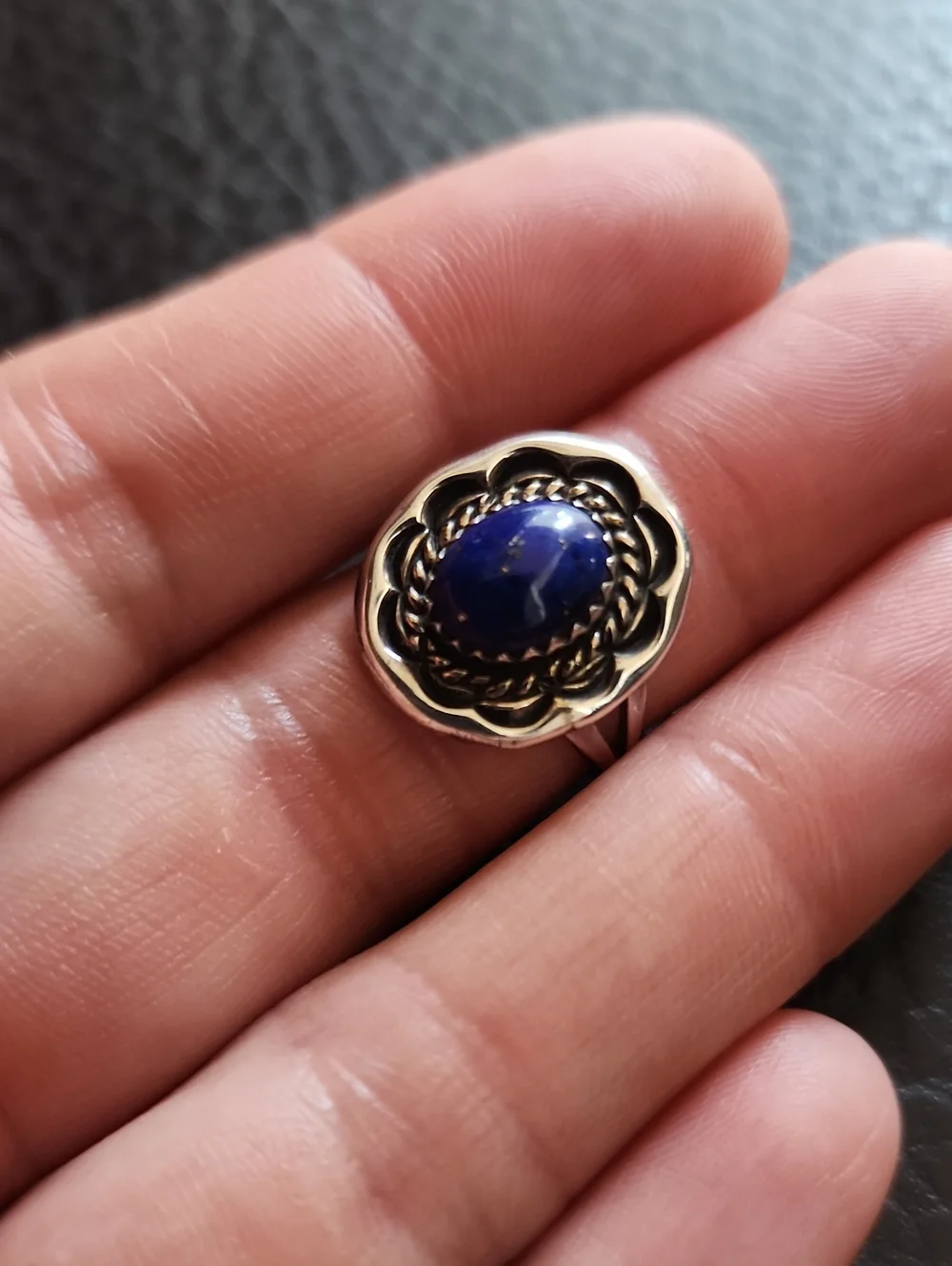 VTG Sterling Silver & Lapis Blue Stone Ring - Women Jewelry- Size 5.5